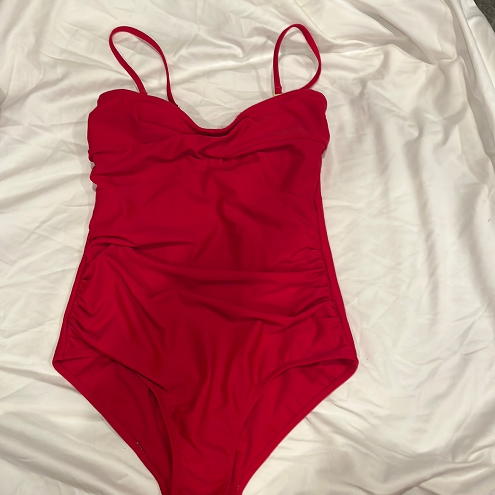 Jones New York One-Piece Res Bathing Suit - S - Removable straps, Rouched